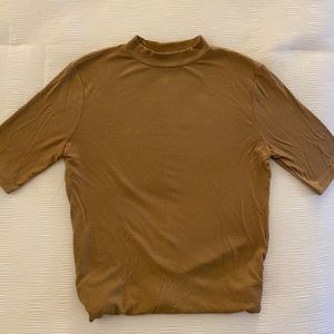 Tan Mock Neck T-shirt